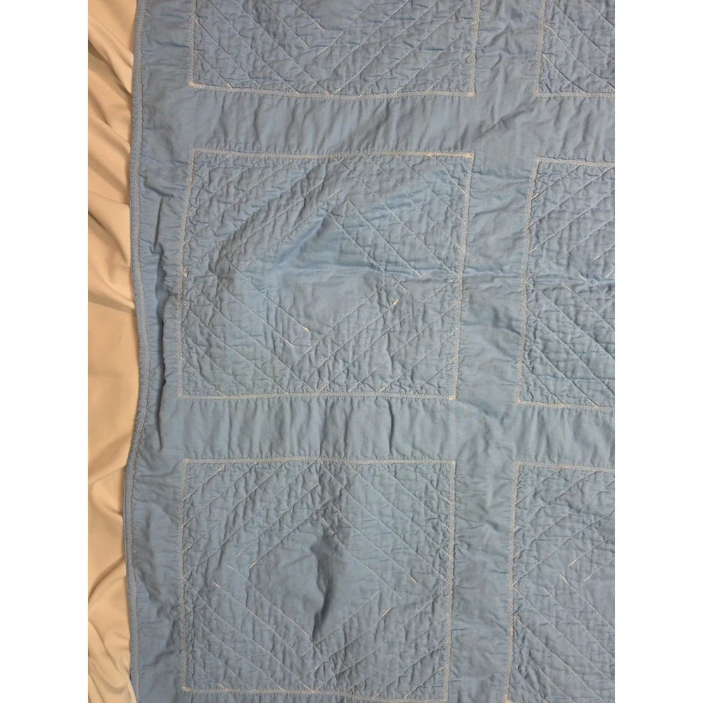 VTG 90's Precious Moments Quilted Baby Crib Blanket 42 X 32 Boys Baseball